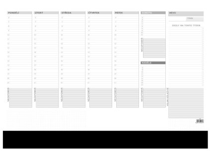 Stolní týdenní plánovač nedatovaný, A2 s lištou