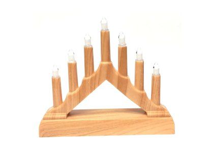 Svícen pyramida 7 LED svíček, imitace dřeva