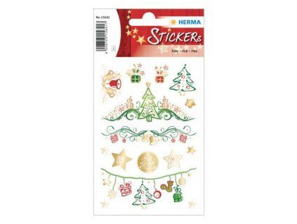 Vánoční samolepky, 1 arch - Stromek + dárky