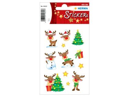 Vánoční samolepky, 2 archy - Veselí sobíci