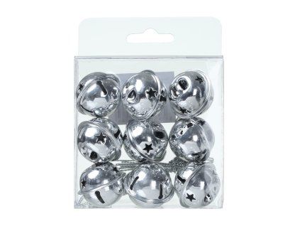Rolničky vánoční, Silver, 9 ks