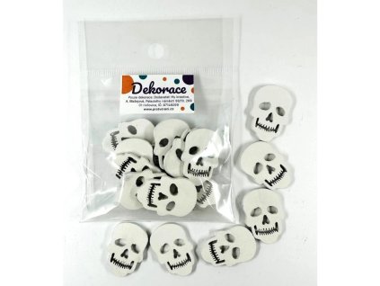 Dřevěná dekorace bílá lebka, 10 ks