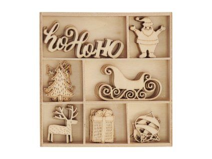 Dřevěné výřezy HoHoHo, 35 ks