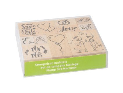 Sada dřevěných razítek Svatba, 11 ks
