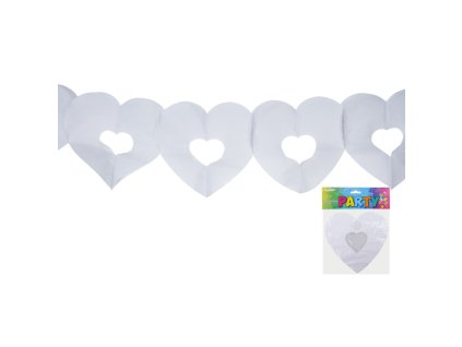 Girlanda svatební bílá srdce, 3 m