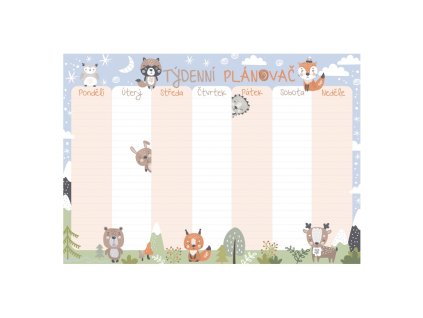 Týdenní plánovač A4 - Zvířátka