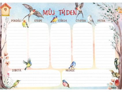 Týdenní plánovač A4 - Ptáčci