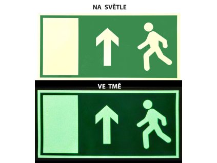 Svítící samolepka Únikový východ nahoru, 21x10 cm