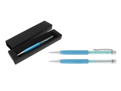 Kovová propiska Cadalac s krystaly, modrá