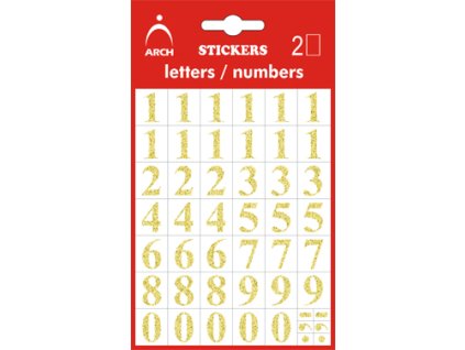 Samolepicí číslice 0-9, 14 mm, zlaté