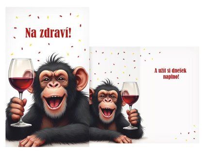 Přání MFP srdečné - Veselý šimpanz