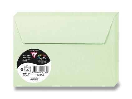 Barevná obálka Clairefontaine C6, samolepicí, světle zelená, 20 ks