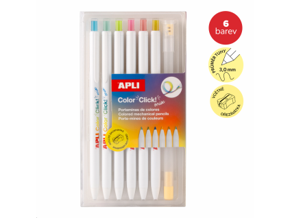 Pastelky Apli Color Click, stiskací, 6 duhových barev