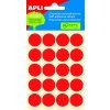 Samolepicí štítky Apli, červená kolečka, 19 mm, 100 ks