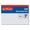 Kartoteční listy A6, 100 ks, linka, Herlitz, bílá