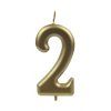 Dortová svíčka číslo 2, metalická zlatá