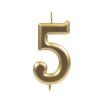 Dortová svíčka číslo 5, metalická zlatá