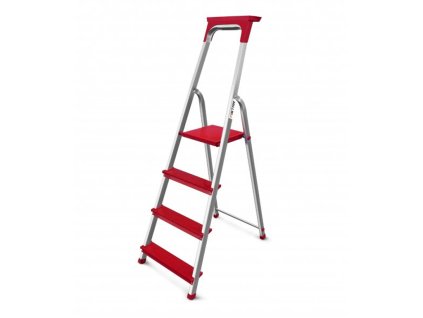 4275 1 profi scara din aluminiu cu urcare pe o parte cu suport de scule fistar 4 trepte inaltimea de lucru 2 75 m rosu