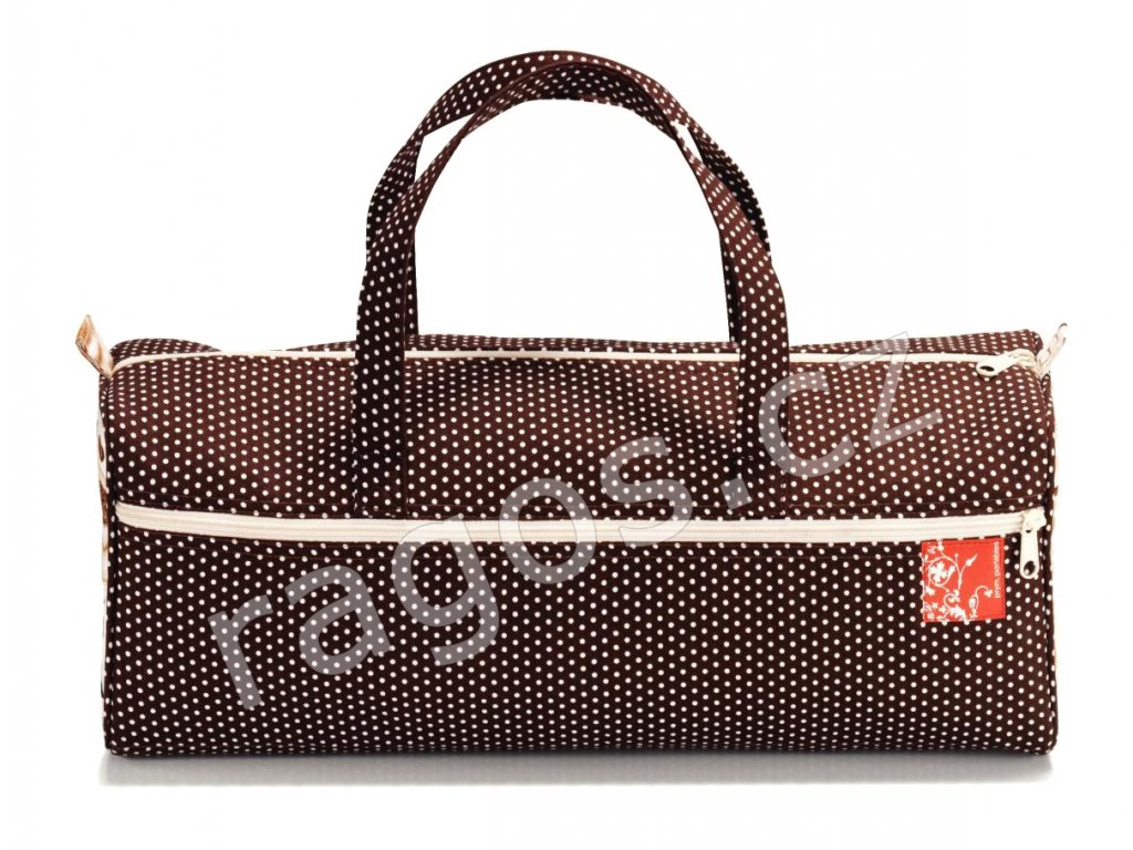Moderní polstrovaná taška na vlnu a kreativní pomůcky kávová barva s bílými puntíky Prym 612279