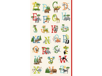 Panel 2525/1 s dětským motivem, vzor písmenka se zvířátky na smetanovém podkladu