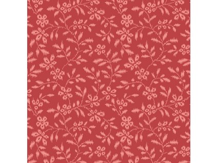 Látka bavlna v metráži 358R s romantickým motivem vzor růžové květiny na červeném podkladu