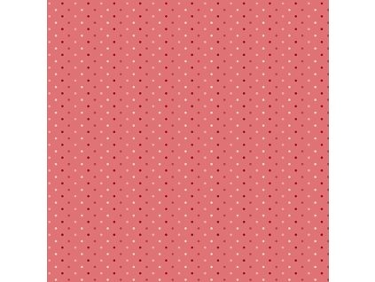 Látka bavlna v metráži 9962E s romantickým motivem vzor drobné puntíky na růžovém podkladu
