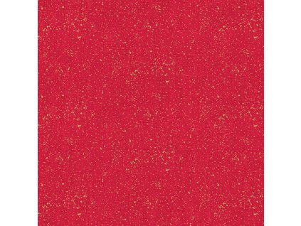 Látka bavlna v metráži se zlatým efektem 2566R Červená jednobarevná látka se vzorem textury lnu