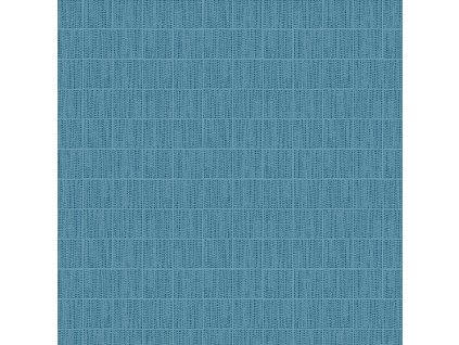 Látka bavlna v metráži 612B s květinovým motivem vzor modré čtverce na modrém podkladu