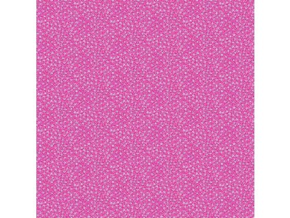 Látka bavlna v metráži 006P s jarním motivem vzor drobné růžové jarní hvězdy na růžovém podkladu