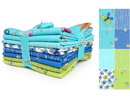Fat Quarters Flutter T látky s jarním motivem se vzorem motýlů a květin