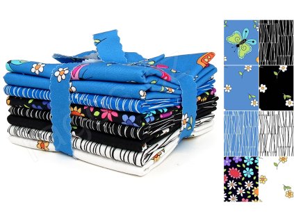 Fat Quarters Flutter B látky s jarním motivem se vzorem motýlů a květin
