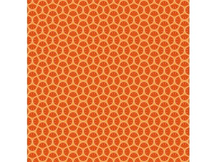 Látka bavlna v metráži 061N s Art Deco motivem vzor oranžový geometrický ornament
