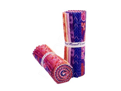 Set látek Mollys Magic E s květinovým a geometrickým vzorem ve fialových, modrých, růžových, žlutých a oranžových odstínech