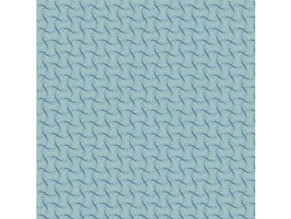 Látka bavlna v metráži 1611B s geometrickým motivem, vzor modrá vlnková mřížka na světle modrém podkladu