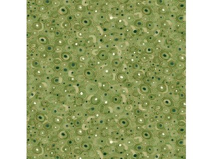 Látka bavlna v metráži se zlatým efektem 158G s geometrickým motivem, vzor scroll se zlatým efektem na zeleném podkladu