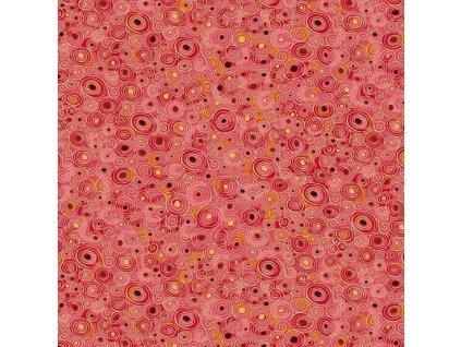 Látka bavlna v metráži se zlatým efektem 158R s geometrickým motivem, vzor scroll se zlatým efektem na růžovém podkladu