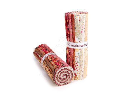 Set látek se zlatým efektem Golden R s geometrickým vzorem v červených a smetanových odstínech