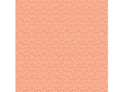 Látka bavlna v metráži 1569O s květinovým motivem, vzor slunečnice na oranžovém podkladu