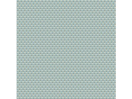 Látka bavlna v metráži 1627B s geometrickým motivem, vzor ornament na modrém podkladu