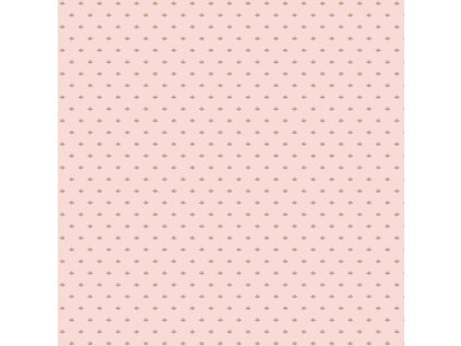 Látka bavlna v metráži 1629E s geometrickým motivem, vzor ornament na růžovém podkladu