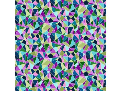 Látka bavlna v metráži 152B s geometrickým motivem, vzor barevná mozaika