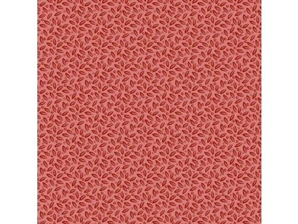 Látka bavlna v metráži 1668R s přírodním motivem, vzor semenný lusk na světle červeném podkladu