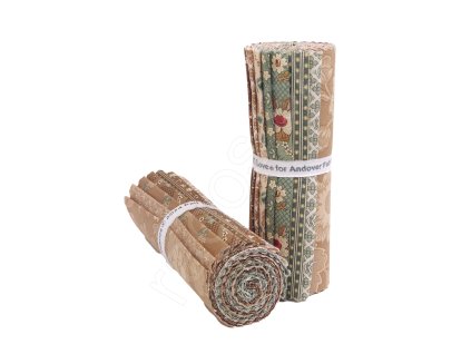 Set látek Always And Forever L se vzorem květin v béžových, zelených a hnědých odstínech