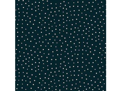 Látka bavlna v metráži 1580K s geometrickým motivem, vzor bílý puntík na černém podkladu