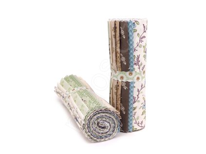 Set látek Ayla G s květinovým a geometrickým vzorem v zelených, béžových, modrých a smetanových odstínech