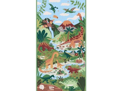 Panel 170/1 s dětským motivem, vzor dinosauři v přírodě