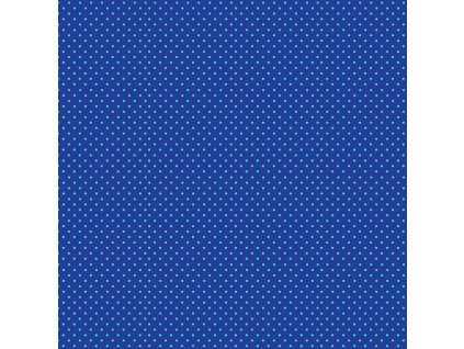 Látka bavlna v metráži 830BT se vzorem tyrkysových puntíků na modrém podkladu