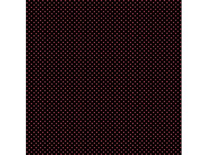 Látka bavlna v metráži 830XR se vzorem červených puntíků na černém podkladu