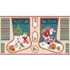 Vánoční punčocha k ušití se zlatým efektem 2488/1 vzor lesní zvířátka, sněhuláci, santa na bílém podkladu