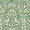 Látka bavlna v metráži 014G s přírodním motivem vzor lesní zvířátka v přírodě na zeleném podkladu